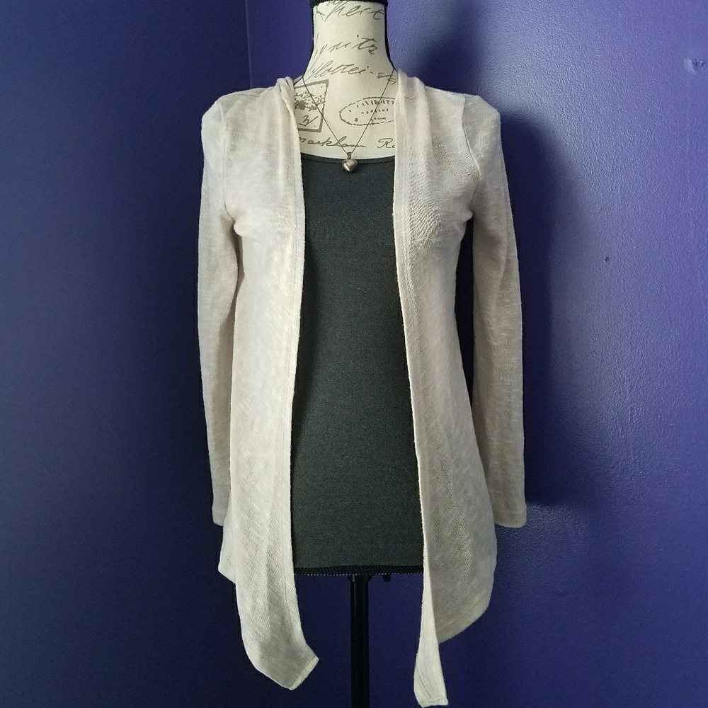 Cardigan Longsleeve w/ Hoodie Nude Neutral Color ♡